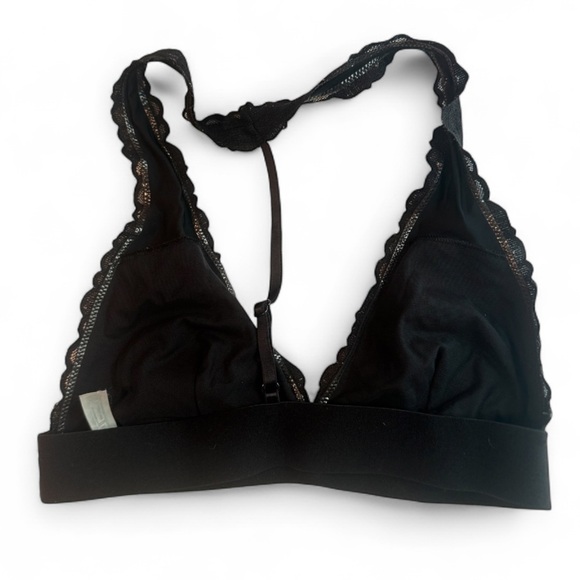 Victoria Secret PINK Bralette Bra Small Black Strappy Solid Lace Banded - Picture 2 of 2